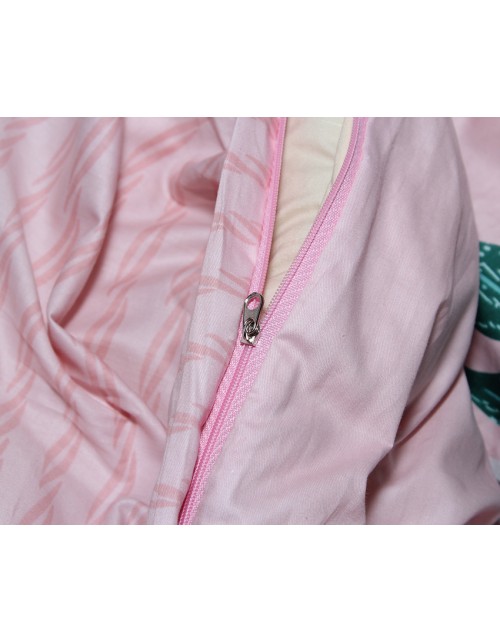 Семейный комплект постельного белья розового цвета с животными, Сатин люкс