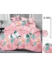 Семейный комплект постельного белья розового цвета с животными, Сатин люкс