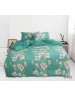 Семейный комплект постельного белья зеленого цвета с цветами, Сатин люкс