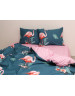 Семейный комплект постельного белья с фламинго, Сатин люкс