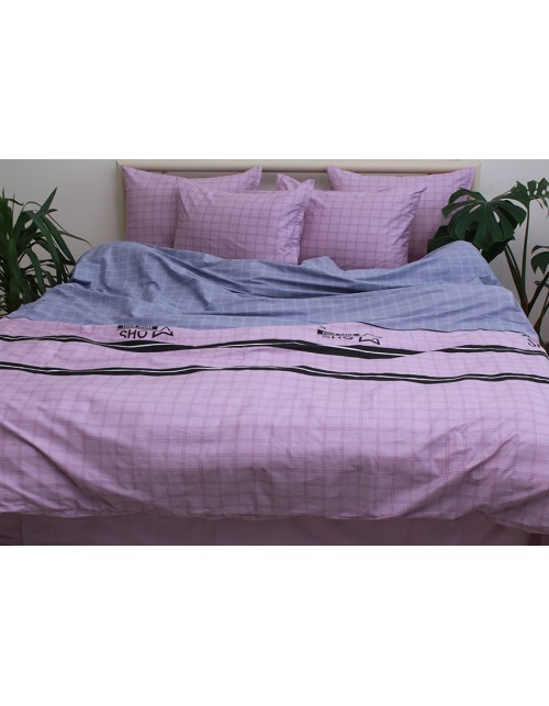 Семейный комплект постельного белья в клеточку, Сатин люкс