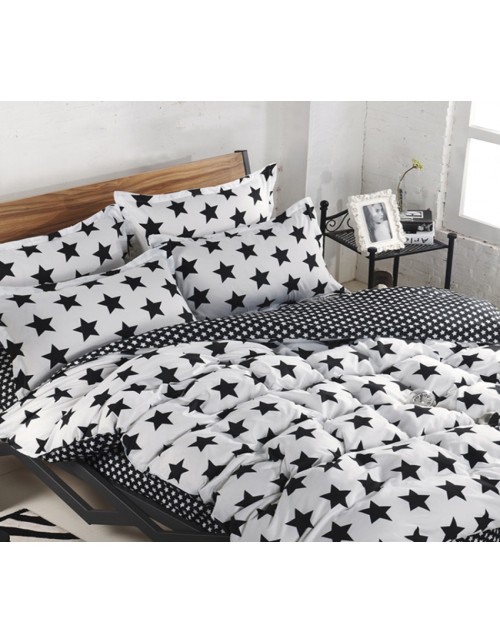 Семейный комплект постельного белья со звездочками, Сатин люкс