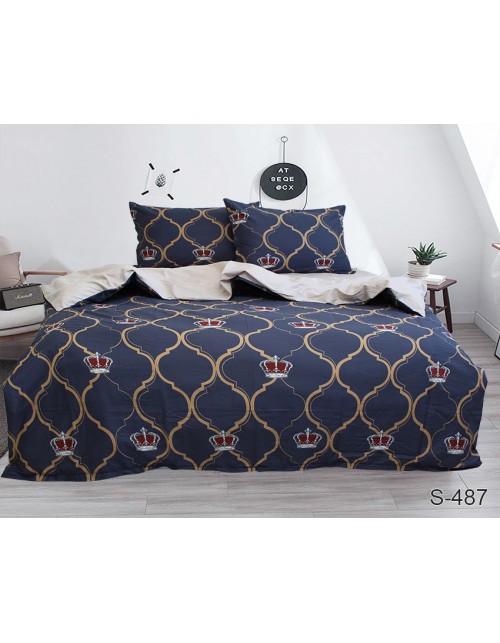 Сімейний комплект постільної білизни з коронами, Сатин люкс