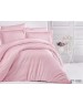 Сімейний комплект постільної білизни однотонна рожевого кольору, Сатин страйп
