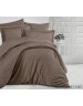 Сімейний комплект постільної білизни однотонна коричневого кольору, Сатин страйп