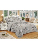 Постіль євро сірого кольору з квітами