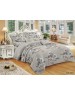 Євро комплект постільної білизни сірого кольору з квітами, Полікотон