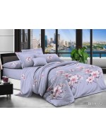 Постіль євро м'ятного кольору з квітами