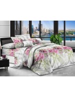 Постіль євро білого кольору з трояндами