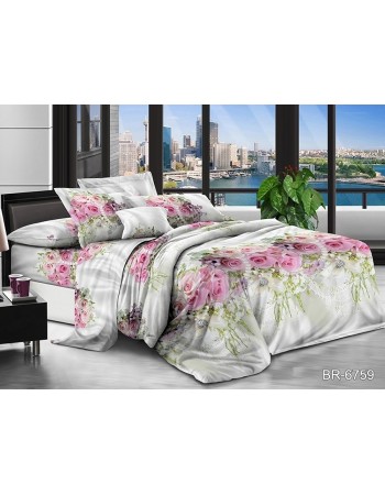 Постіль євро білого кольору з трояндами