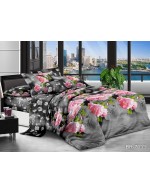 Постіль євро з барвистими квітами