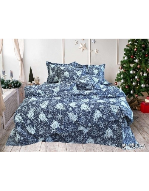 Євро комплект постільної білизни зі сніжинками, Ранфорс