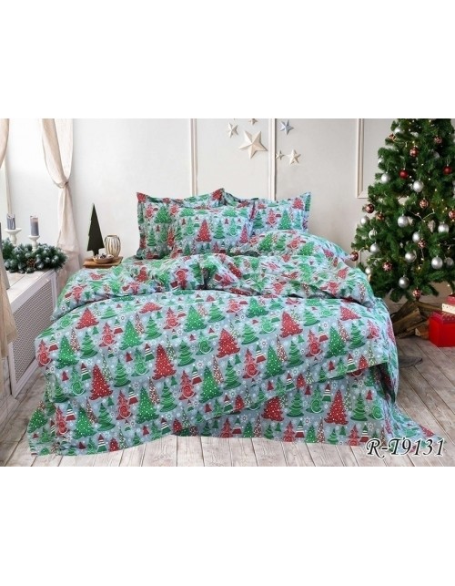 Євро комплект постільної білизни з ялинками, Ранфорс