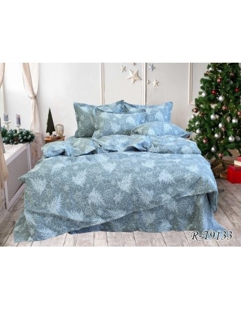 Постіль євро з гілками ялинки та сніжинками