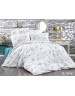 Євро комплект постільної білизни білого кольору з листям на гілках, Ранфорс