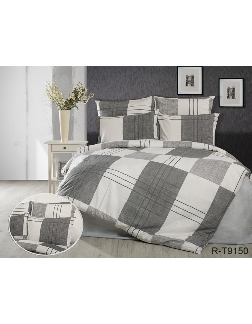 Євро комплект постільної білизни в клітинку, Ранфорс