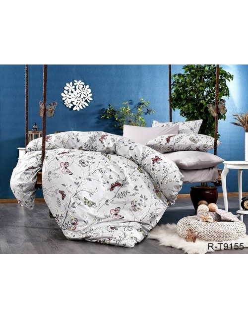 Євро комплект постільної білизни з квітковим візерунком та метеликами, Ранфорс