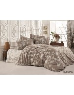 Постіль євро коричневого кольору з листя на гілках