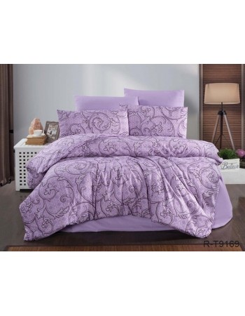Постіль євро фіолетового кольору з абстрактним принтом