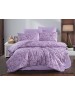 Євро комплект постільної білизни фіолетового кольору з абстрактним принтом, Ранфорс