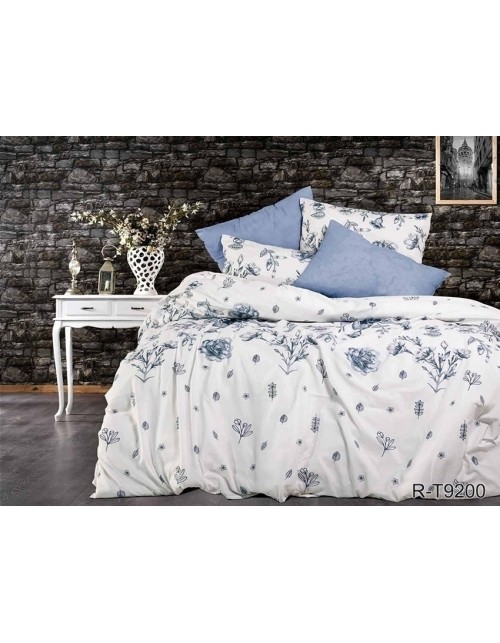 Євро комплект постільної білизни з квітковим принтом, Ранфорс
