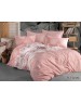 Євро комплект постільної білизни рожевого кольору з візерунком квітів, Ранфорс