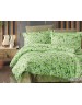 Євро комплект постільної білизни зеленого кольору з квітами, Ранфорс