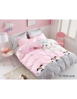 Постель евро розового цвета с собачками