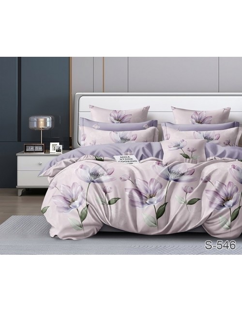 Євро комплект постільної білизни з квітковим принтом, Сатин люкс