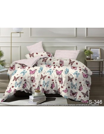 Постіль євро бежевого кольору з метеликами