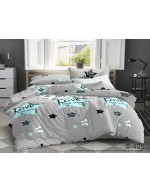 Постель евро серого цвета со звездами