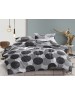 Евро комплект постельного белья серого цвета в горошек, Сатин люкс