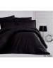 Євро комплект постільної білизни однотонна чорного кольору, Сатин страйп