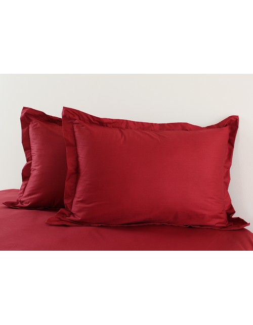 Євро комплект постільної білизни однотонна червоного кольору, Сатин люкс