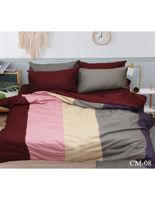 Евро комплект постельного белья в разноцветную полоску, Поплин