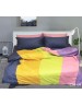 Евро комплект постельного белья в разноцветную полоску, Поплин