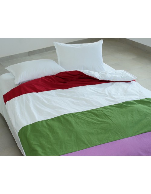 Євро комплект постільної білизни у смужку білого кольору, Поплін