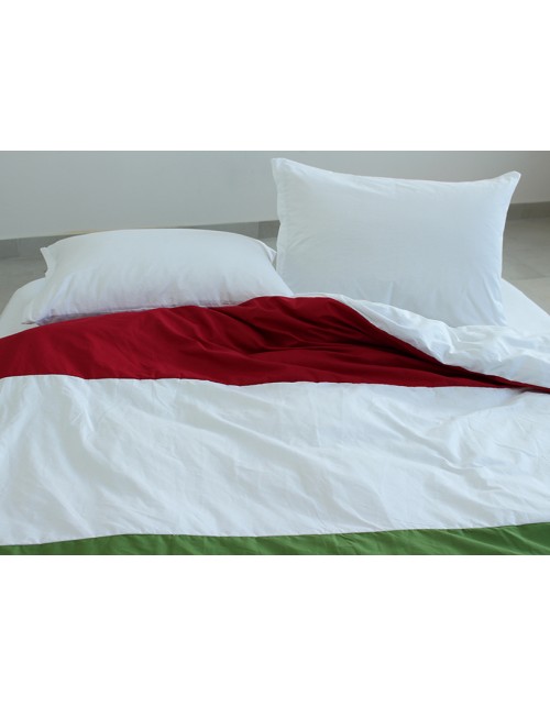 Євро комплект постільної білизни у смужку білого кольору, Поплін