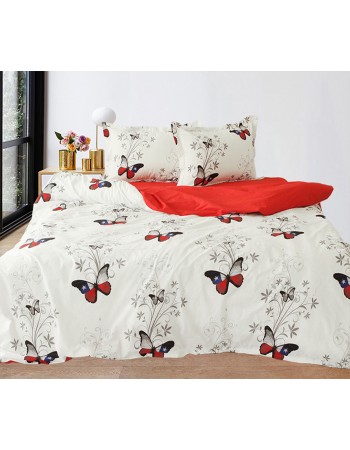 Постіль євро білого кольору з метеликами