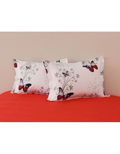 Євро комплект постільної білизни білого кольору з метеликами, Ранфорс