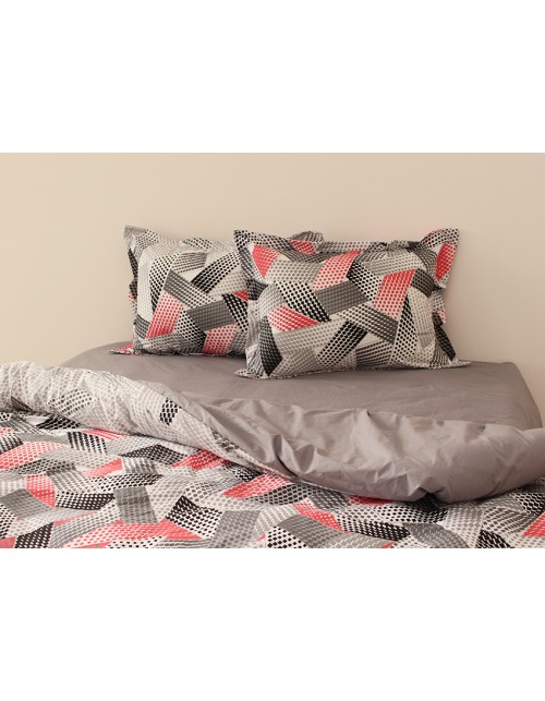 Євро комплект постільної білизни різнокольорові з абстрактним візерунком, Ранфорс