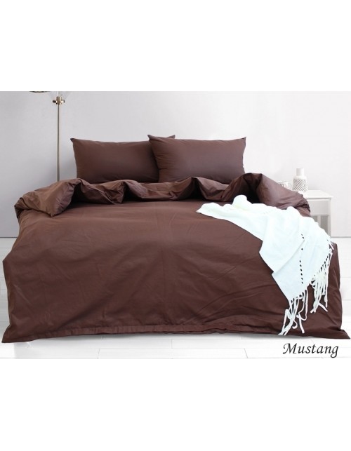 Євро комплект постільної білизни однотонна темно-коричневого кольору, Ранфорс