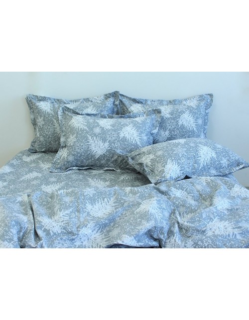 Євро комплект постільної білизни з гілками ялинки та сніжинками, Ранфорс