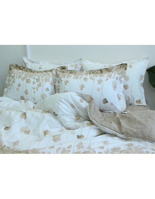 Євро комплект постільної білизни білого кольору з абстрактним принтом, Ранфорс