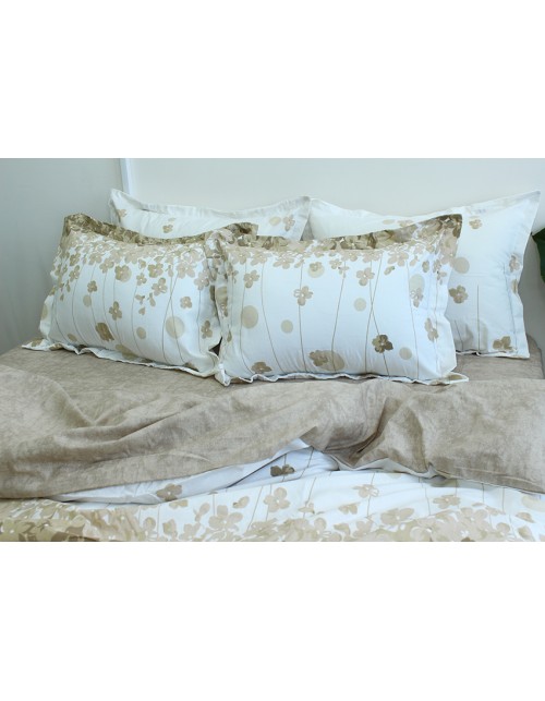 Євро комплект постільної білизни білого кольору з абстрактним принтом, Ранфорс