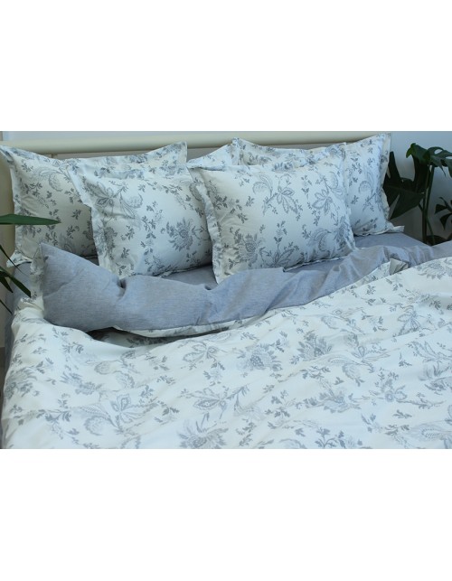 Євро комплект постільної білизни з квітковим візерунком, Ранфорс