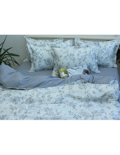 Євро комплект постільної білизни з квітковим візерунком, Ранфорс