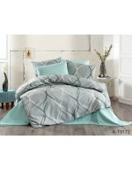 Постіль євро сірого кольору з абстрактним принтом