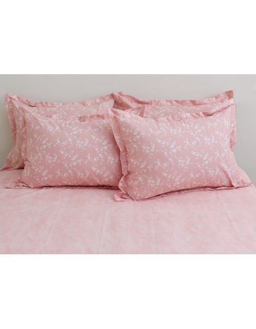 Євро комплект постільної білизни рожевого кольору з візерунком квітів, Ранфорс