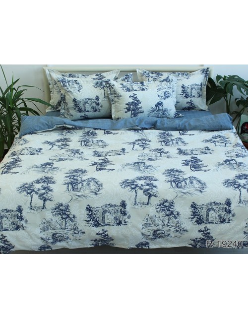 Євро комплект постільної білизни з гарним краєвидом, Ранфорс
